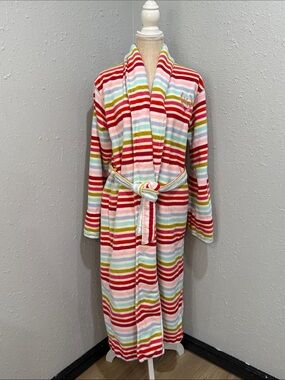 Victoria's Secret Cotton Crest Robe M/L Rainbow‎ Striped Red, Pink, Blue, Green